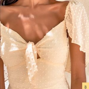 Be a Dear Cream Swiss Dot Tie-Front Skater Dress